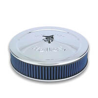 Holley Air Cleaner 14 in. Dia. 3 in. Height Blue Washable Chrome Stamped Steel HY120146