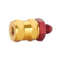 JAZ Tip Over Valve External Aluminium Red/Gold Anodized Female -8 AN to Male -8 AN Each