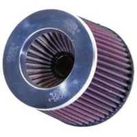 K&N Polished Universal Clamp On Filter 76 mm 127 mm H x 152 mm Base x 133 mm Top