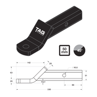 Tag 45-degree Face 2" 3500kg Receiver Hitch Tow Bar Ball Mount Neck 208mm L4045-PC