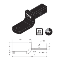 Tag Heavy Duty 2" 2500kg Receiver Hitch Tow Bar Ball Mount Neck 178mm L4120-PC