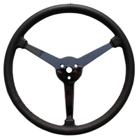 Lime Works 15" Sprint Steering Wheel 3-Spoke Leather Wrapped With No Holes