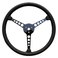 Lime Works 15" Sprint Steering Wheel 3-Spoke Leather Wrapped With Holes