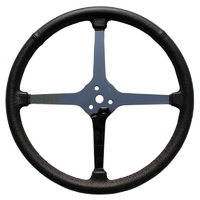 Lime Works 15" Sprint Steering Wheel 4-Spoke Leather Wrapped With No Holes