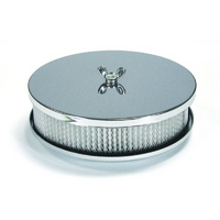 Mr Gasket Chrome Air Cleaner 6-1/2"Dia x 2"H with Paper Element Fits 5-1/8" Carburettor Neck