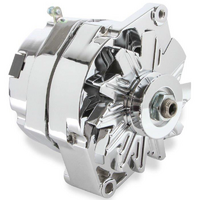 Mr Gasket Chrome Late GM-Delco 10SI Alternator 80 AMP, OEM/1 Wire, Single V-Belt Pulley
