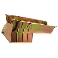 Milodon Oil Pan Steel Gold Iridite 6 qt. Chevy Small Block 1986-Up RH Dipstick With Windage Tray Each