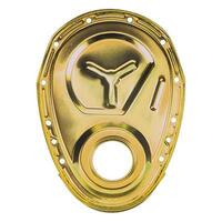 Milodon Timing Cover 1-Piece Steel Gold Iridite Chevy Small Block Each