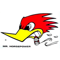 Mooneyes Clay Smith "MR HORSEPOWER" Sticker Large With Woodpecker logo, 6.5" (H) x 11" (W) L/H