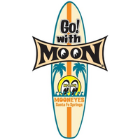 Mooneyes Surfboard Sticker Go With Moon Logo, 9" x 5"
