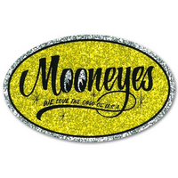 Mooneyes Flake Oval Sticker With Mooneyes Script, 3-1/8" x 2"