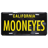Mooneyes Metal License Plate Black With Yellow MOONEYES Name