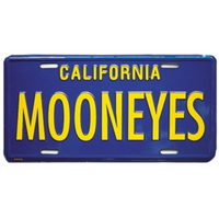 Mooneyes Metal License Plate Blue With Yellow MOONEYES Name
