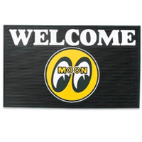 Mooneyes Welcome Rubber Floor Mat Black With Yellow Moon Logo