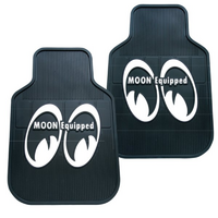 Mooneyes Rubber Floor Mats Black With White Moon Equipped Logo