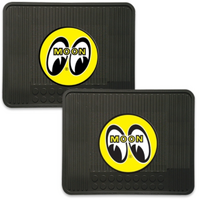 Mooneyes Rubber Floor Mats Rear Black Mats With Yellow Moon Logo