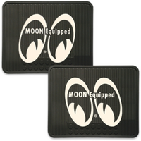 Mooneyes Rubber Floor Mats Rear Black Mats With White Moon Equipped Logo