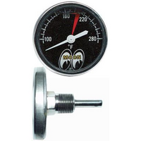 Mooneyes 2-1/4" Water Temp Gauge 100-280° F Black Face, Liquid Filled, Direct Mount