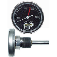 Mooneyes 1-1/2" Water Temp Gauge 100-280° F Black Face, Liquid Filled, Direct Mount
