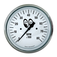 Mooneyes 3-3/8" 8000 RPM Tacho, White Face