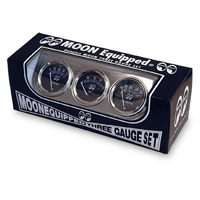 Mooneyes Chrome Triple Gauge Set Includes Oil, Water & Volts Gauge