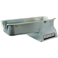 Moroso Oil Pan, Steel, 8-1/4" Deep, 6.6L Suit SB Chev Pre 1980, L/H Dipstick, 2-Piece Main