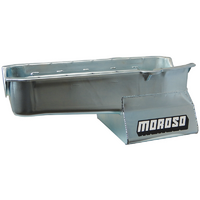 Moroso Oil Pan, Steel, 8-1/4" Deep, 6.6L Suit SB Chev Pre 1980, L/H Dipstick, 2-Piece Main