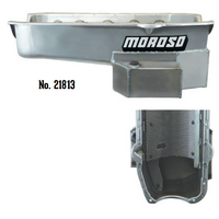 Moroso Drag / Road Race Oil Pan, Fabricated Steel, 7-1/2" Deep, 6.62L Suit SB Chev L/H Dipstick, Pre-1980