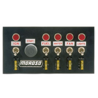 Moroso Drag Race Switch Panel, 4" x 7.75"Includes: Ignition/Starter Button, Fuel, Water, Fan & Lights Switch