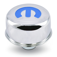 Mopar Performance Valve Cover Breather Push-in Round Steel Chrome Recessed Blue Mopar Emblem 2.500 in. Diameter 1.220 in. Hole Size Each