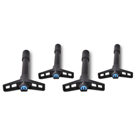 Mopar Performance Valve Cover Wing Nuts Black Crinkle Blue Mopar Emblem on Top Set of 4