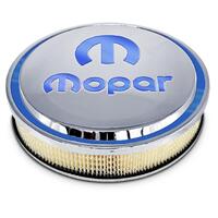 Mopar Performance Air Cleaner Slant-Edge Aluminium Top Polished Recessed Blue Mopar Logo 14.00 in. Diameter Dropped 1.00 in. Each