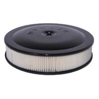 Moroso Air Filter Assembly 14in. Dia. Round Aluminium Black 3in. Filter Dropped Base 5 1/8in. Inlet Each