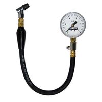 Moroso Tire Pressure Gauge Analog 2 5/8in. Dia. 0-15 psi 15 1/2in. Hose Bleed Valve Each