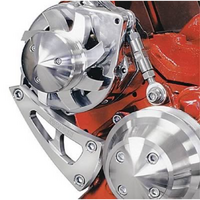 March Performance "Ultra" Alternator Bracket, Clear Powder Coated Billet Aluminium, Suit SB Chevy with Long Water Pump, R/H Top Mount