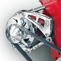 March Performance Ultra "Mid Mount" Alternator Bracket, Clear Powder Coated Billet Aluminium, Suit SB Chevy with Long Water Pump, R/H Mid Mount