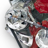 March Performance High March Performance Alternator Bracket, Clear Powder Coated Billet Aluminium, Suit BB Chevy with Long Water Pump, L/H Low Mount