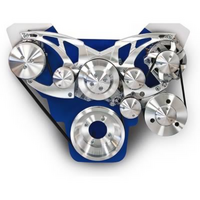 March Performance "Style Track" Serpentine Drive Kit Billet Aluminium, Suit for Ford 302-351C with Power Steering and A/C