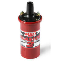 MSD Ignition Coil Blaster 2 w/ ballast resistor Canister Round Oil Filled Red 45 000 V  MSD-8203