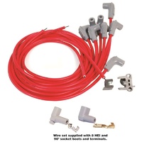 MSD Spark Plug Lead Set 8.5mm Red 8 Cyl 90° Plug/Socket & HEI Distributor Cap Terminal MSD31239