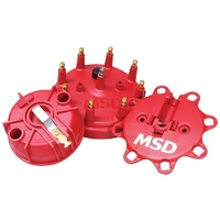MSD Distributor Cap and Rotor Kit For MSD for Ford Billet Distributors Red MSD84085