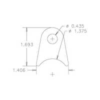 Meziere Weld-On Flat Tab 4130 Steel Suit 1-3/8" Tube w/ 7/16" Hole Qty: 4