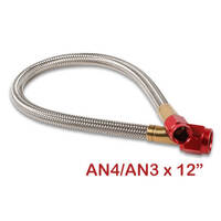 NOS Stainless Steel Braided Hose -3AN/-4AN 12in. Red Each