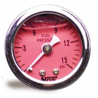 NOS Fuel Pressure Gauge Glycerin-filled 1.5in. diameter 0-15psi