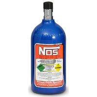 NOS Nitrous Bottle 2-lb (Electric Blue) 10.25" x 4.375" With Mini Hi-Flo Valve