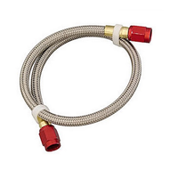 NOS -3AN Stainless Steel Bradided Hose 18ft Length With Red Ends