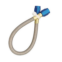 NOS -4AN Stainless Steel Braided Hose 2ft Length With Blue Ends