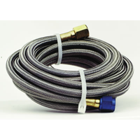 NOS -4AN Stainless Steel Braided Hose 14ft Length With Blue Ends