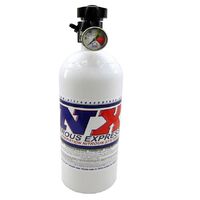 Nitrous Express Nitrous Bottle 10 lbs. Aluminium w/ Lightning 500 Valve 6.89 Dia. x 20.19 Tall w/ Gauge White Each