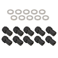 Outlaw Intensity wheel nuts 7/16" gloss black shank style with washer set of 10